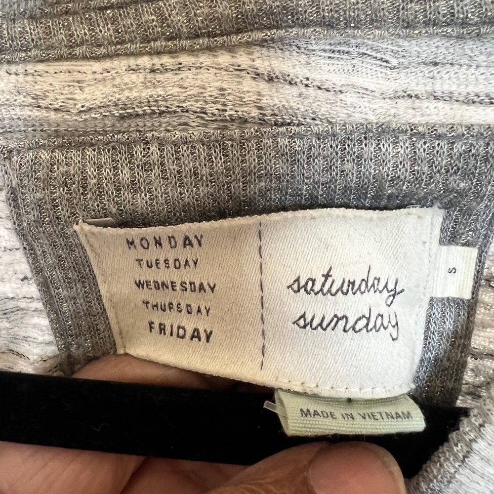Anthro Saturday Sunday Cowl Neck Knit Dress Gray Cozy Minimal Lagenlook Coastal - Picture 4 of 6